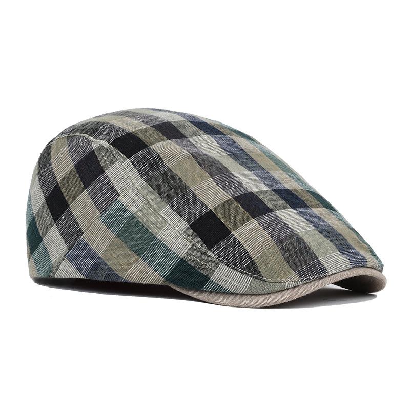 Women's Plaid Square Newsboy Hat Beret Spring and Summer Duckbill Hat Vintage British Sunshade Breathable Forward Hat Adjustable Size
