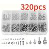 320pcs/box Cross Shaped Round Head Metic Nut and Bolt Assortment Bolt Nut Washer Set  Dome Tool