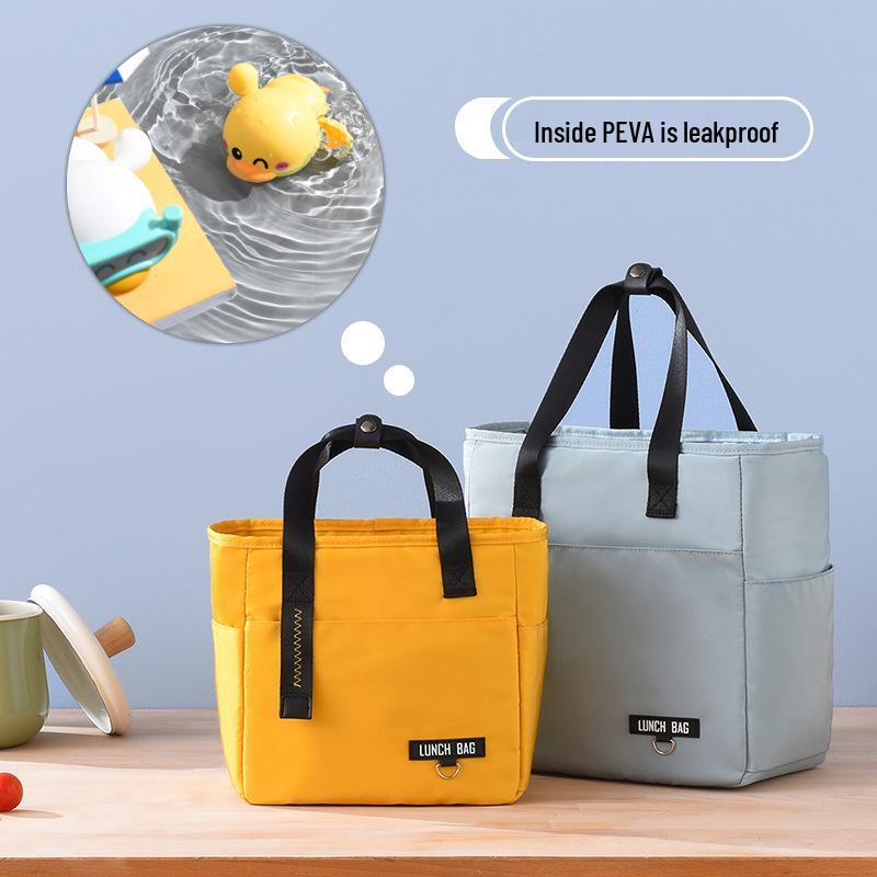 Beilian PEVA Insulated Lunch Bag for Office Workers, Waterproof High-Capacity Handheld Lunch Box with Ice Pack.
