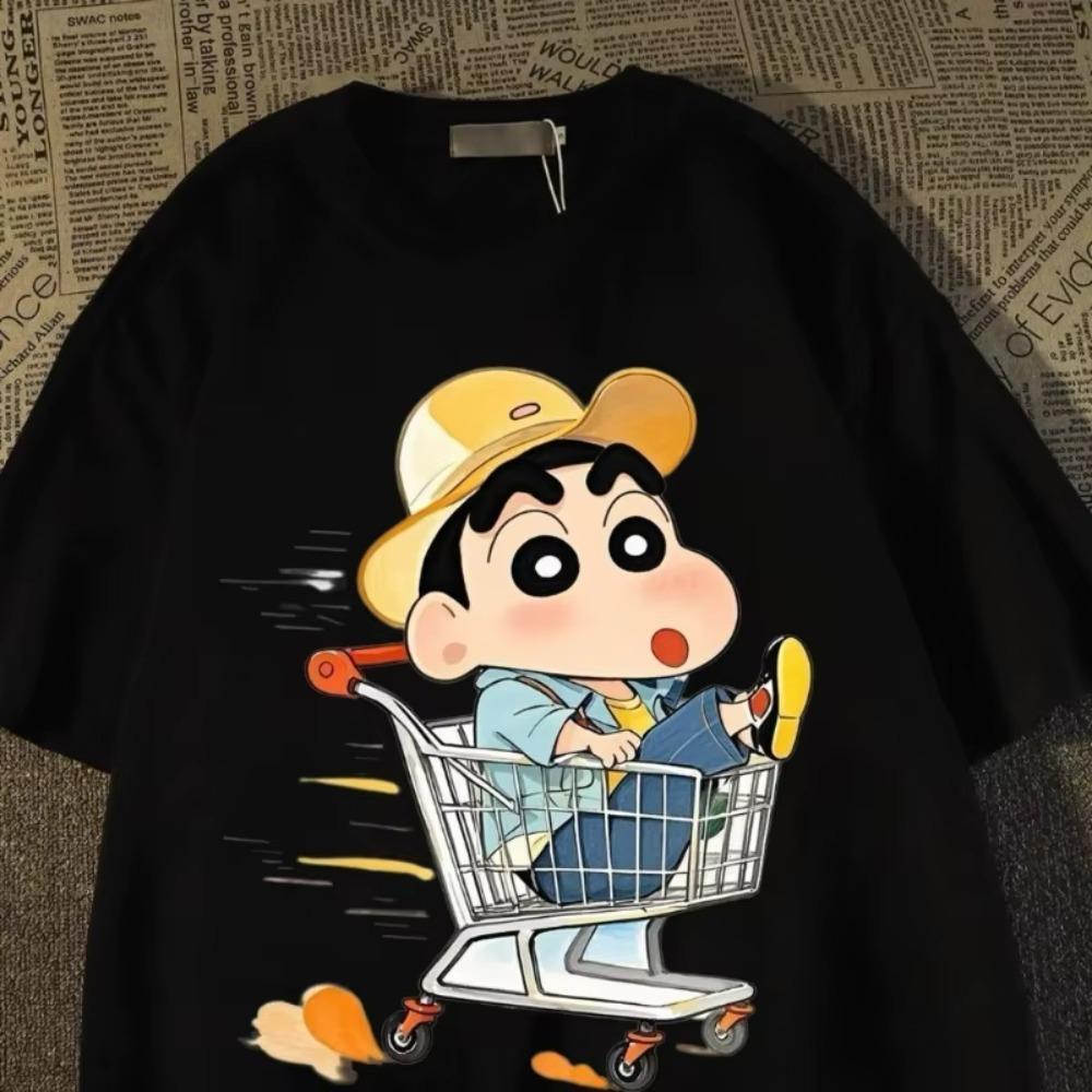 Summer Crayon Shin Chan Printed Cartoon Unisex Womens Top Casual Fashion Round Neck Tshirt Cotton Short Sleeve Tops