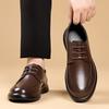 Male Business Formal Wear Casual Shoe Men Breathable Lace Up Leather Shoes Black Soft Leather Soft Bottom Spring Best Man Homme