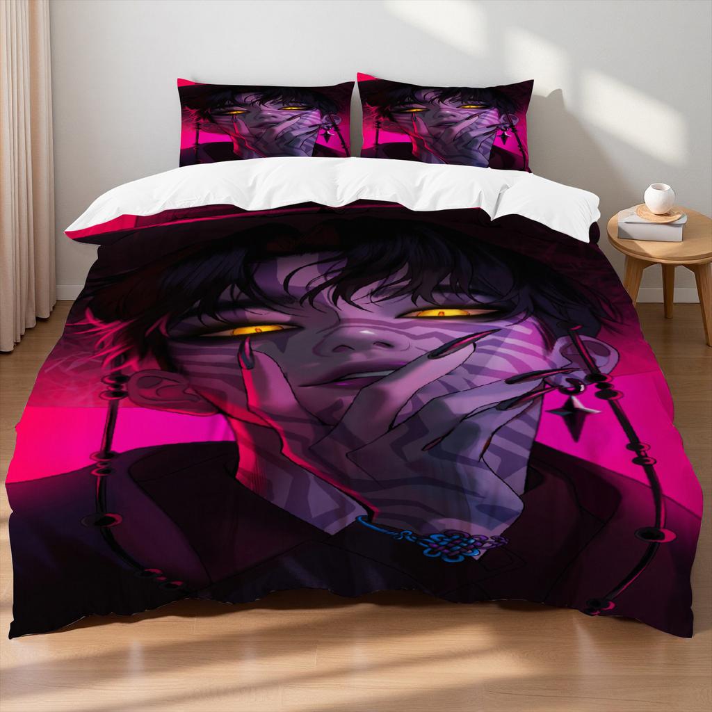 D-Demon Hunters Villain Themed K-Pop Bedding Set Colorful Print Polyester Bed Sheet Duvet Cover Kid Gift Home Textile