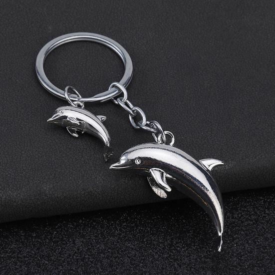 Keychain Pendant Zinc Alloy Dolphin Design Key Chain Easy To Hang Electroplated Metal Key Ring Backpack Car Accessory