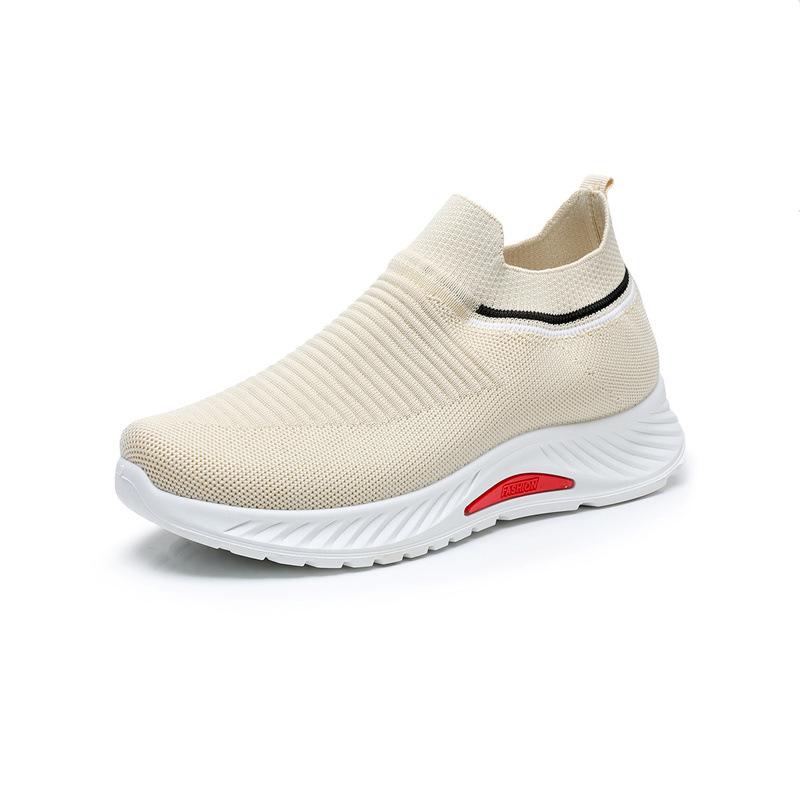 

2025 autumn new men s shoes fly-woven breathable socks shoes sports and leisure shoes comfortable foot cover one pedal men s shoes 44 бежевий