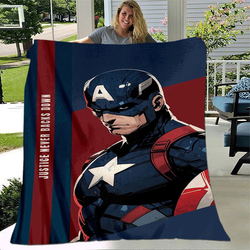 1pc Captain America Printing Blanket - Soft, All-Season Throw for Living Room, Bedroom,Personalized Gift with Adorable Cartoon Design