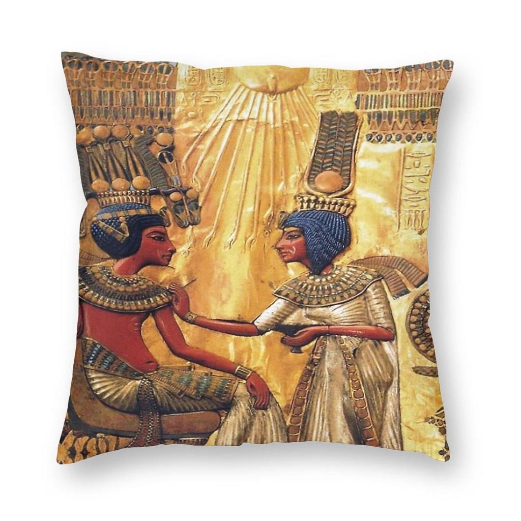 Egyptian Tutankhamun Ankhesenamun Square Pillowcase Polyester Linen Velvet Creative Zip Decor Throw Pillow Sofa Seater Cover