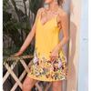 YYFS Women's Fashion Summer Spring Flower Pattern Print Sleeveless V-Neck Middle Waistline Casual Dresses