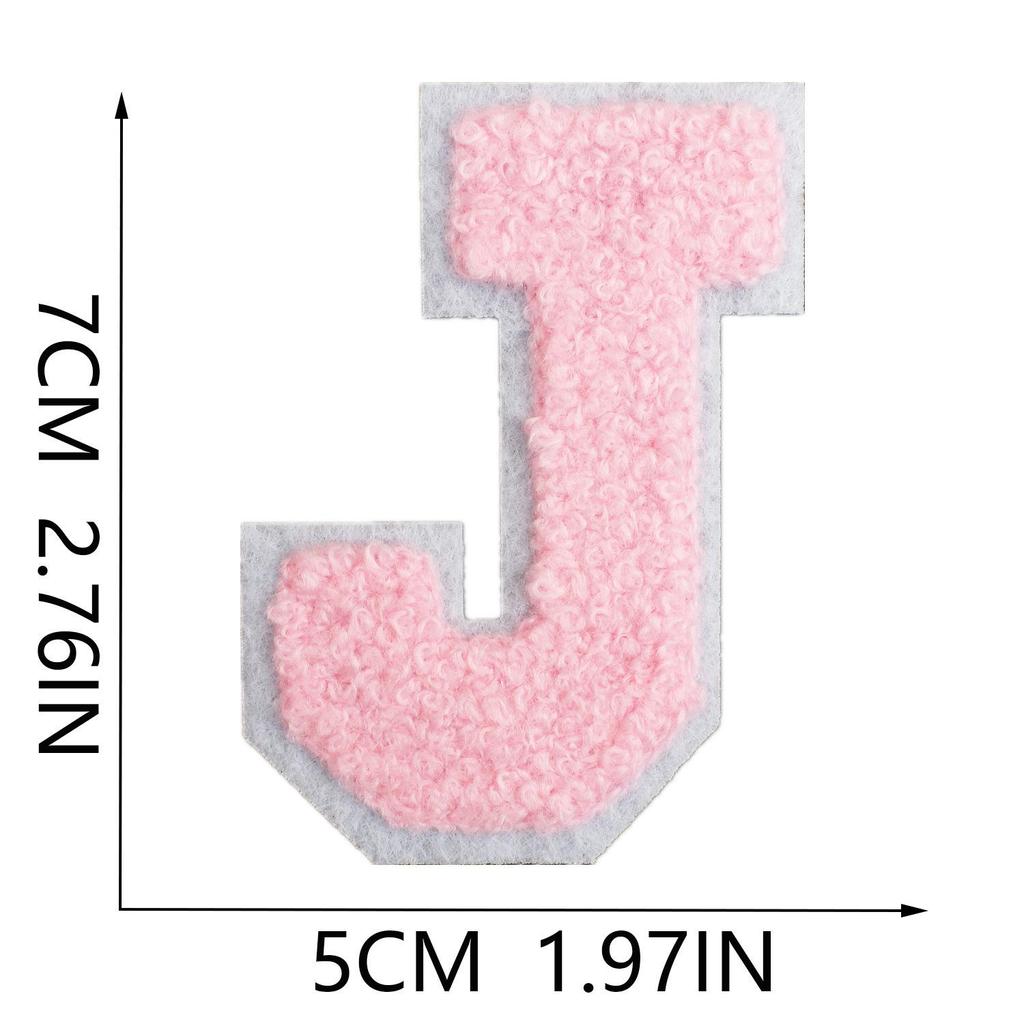 Roaring Sky A-Z Pink Chenille Embroidery Patch: 7cm Iron-on Sticker for Bags