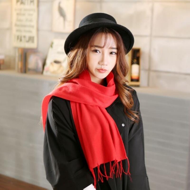 Promotional gifts, Christmas gifts, double-sided velvet fringed red scarf