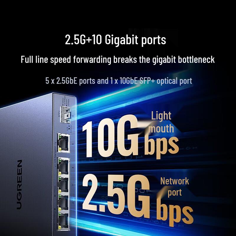 UGREEN 2.5G 5-Port Ethernet Switch with 10G SFP+ Uplink