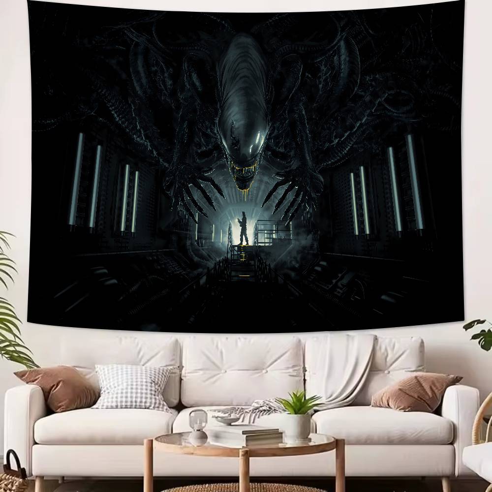 

Science fiction horror Movie Alien Tapestry Decoration Bedroom Dormitory Background Cloth Holiday Home Living Room Club Tapestry 74x94cm(29x37in)