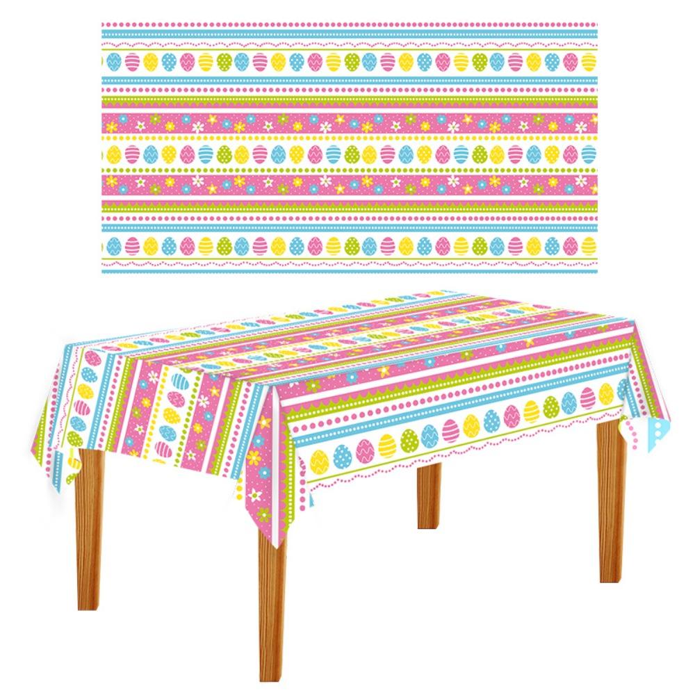 New Plastic Easter Tablecloth Rabbit 137*274cm Disposable Tablecloths Bronzing Table Cover Party Supplies
