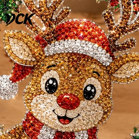 Christmas Window Decorations Faux Diamond Art Ornament, DIY Santa Claus Sun Catcher Kit, Rhinestone Acrylic Hanging Ornaments Xmas Wreath Ornament