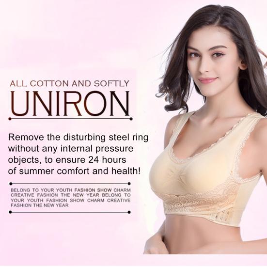 Women Cross Front Side Buckle Push Up Lace Wireless Brassiere Bra Underwear for Yoga