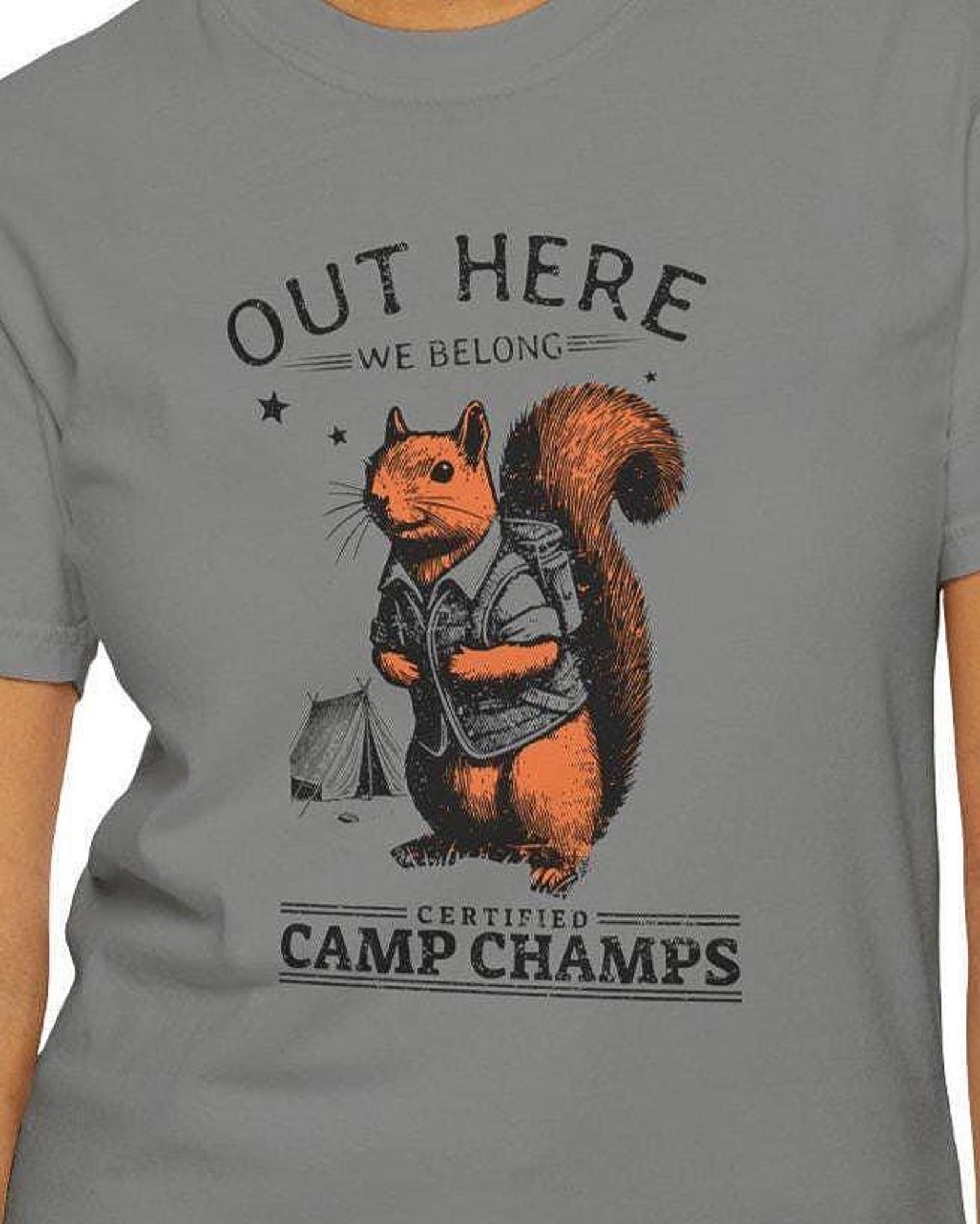 Camping Squirrel Adventure Tee L