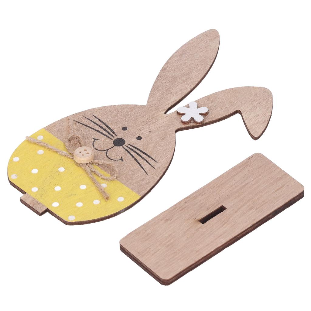 Wooden Rabbit Ornament Cute Nordic Style Desktop Bunny Decoration for Home Office Kindergarten
