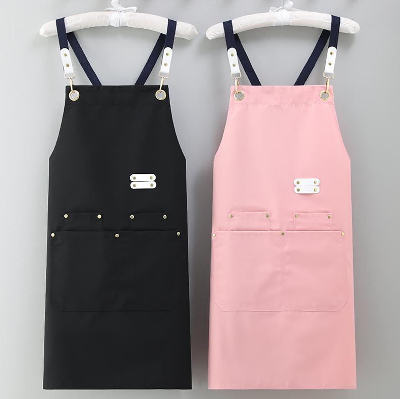 Pink sleeveless waist-circulating kitchen apron; 2-piece set featuring stain-resistant fabric and waterproof design, suitable for both men and women