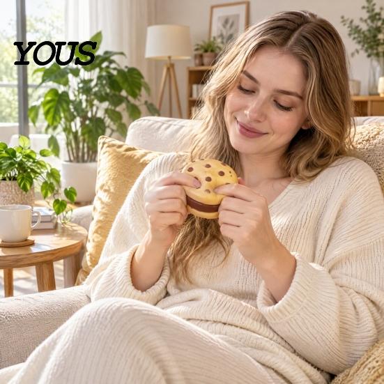 Quiet Sensory Toys for Classroom Realistic Cookie Squishy Stress Relief Toy, Soft Fidget Ball, Novelty Gifts Coworkers Cute Baked Portable Hand