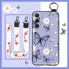 Oil Painting Waterproof Phone Case For Samsung Galaxy A17 Lanyard Phone Holder Anti-dust Flower Wristband Ring Silicone