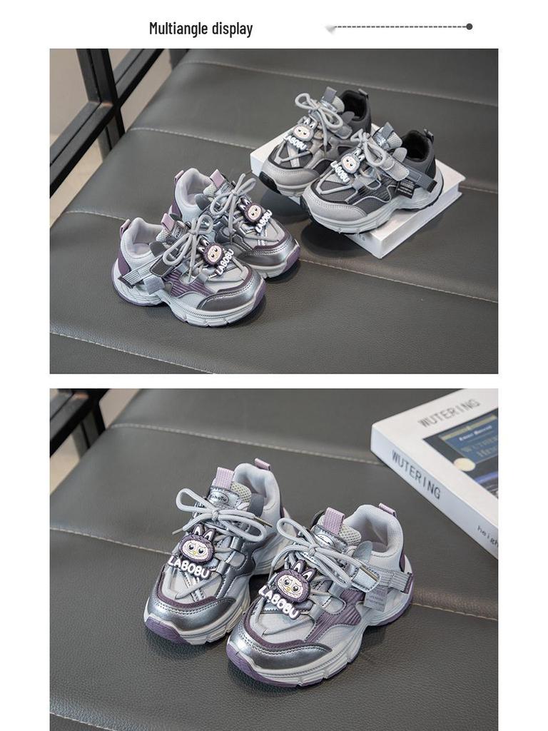 Children's Cartoon Fleece-Lined Sports Shoes, Soft Sole, New for 2025 Autumn/Winter, Unisex Casual Running Sneakers.