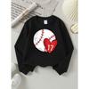 Baseball Heart Number Seventeen 2026 New Girls' Long-sleeve Casual Crewneck Sweatshirt, Suitable for Outdoor Sports and