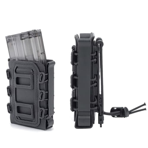 Nexxxly 5.56/7.62 Magazine Pouch, MOLLE Compatible, Open-Top M4/AK48 Magazine, Tactical, Military, Airsoft (Black (2 5.56mm Magazines))