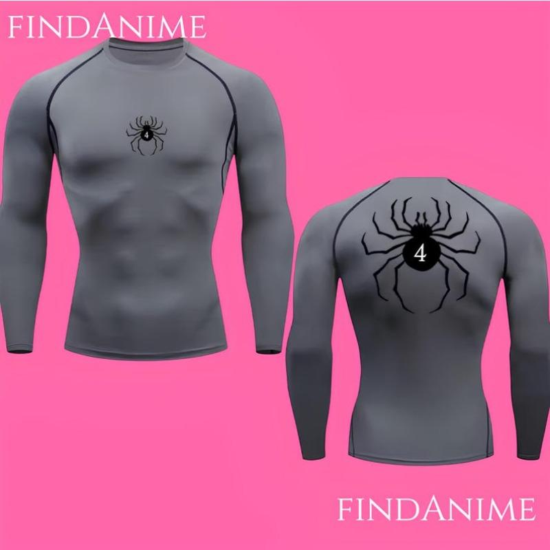Spider Compression Long Sleeve T-Shirts,Phantom Troupe Hunter x Hunter Anime Compressions,Anime HxH Spider Gym Compression Tee