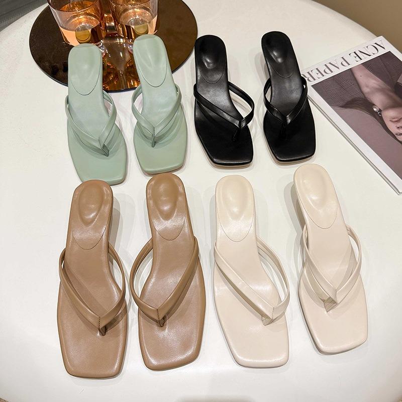 Pinch feet casual herringbone cool slippers women's summer new large size stiletto sandals