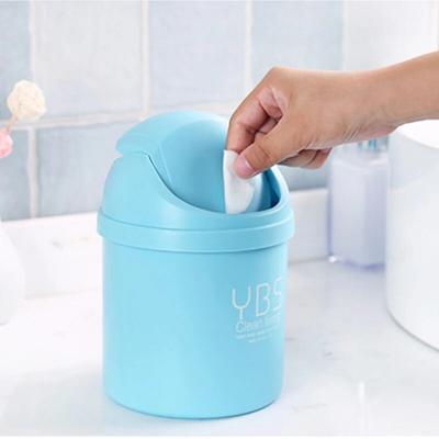 Covered Debris Cleaning Bucket Clamshell Plastic Shake Dust Car Trash Can Garbage Waste Bin Desktop Roll Swing with Lid