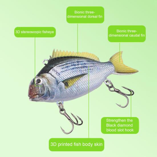 Hard Bait Swimbait with Treble Hook Realistic Looking Bright Color Natural Swimming Posture Portable Fishing Lure Fake Bait
