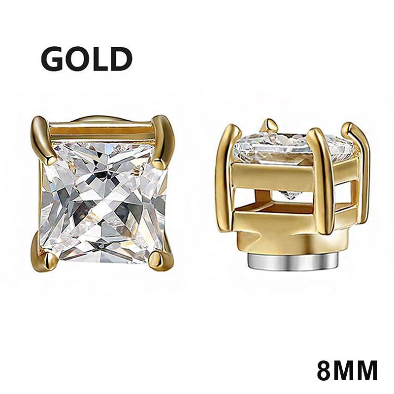 A Pair 6/8Mm  Magnetic No-Pierce Stainless Steel Stud Earrings For Men Punk Zircon Magnet Earrings Non Piercing Jewelry