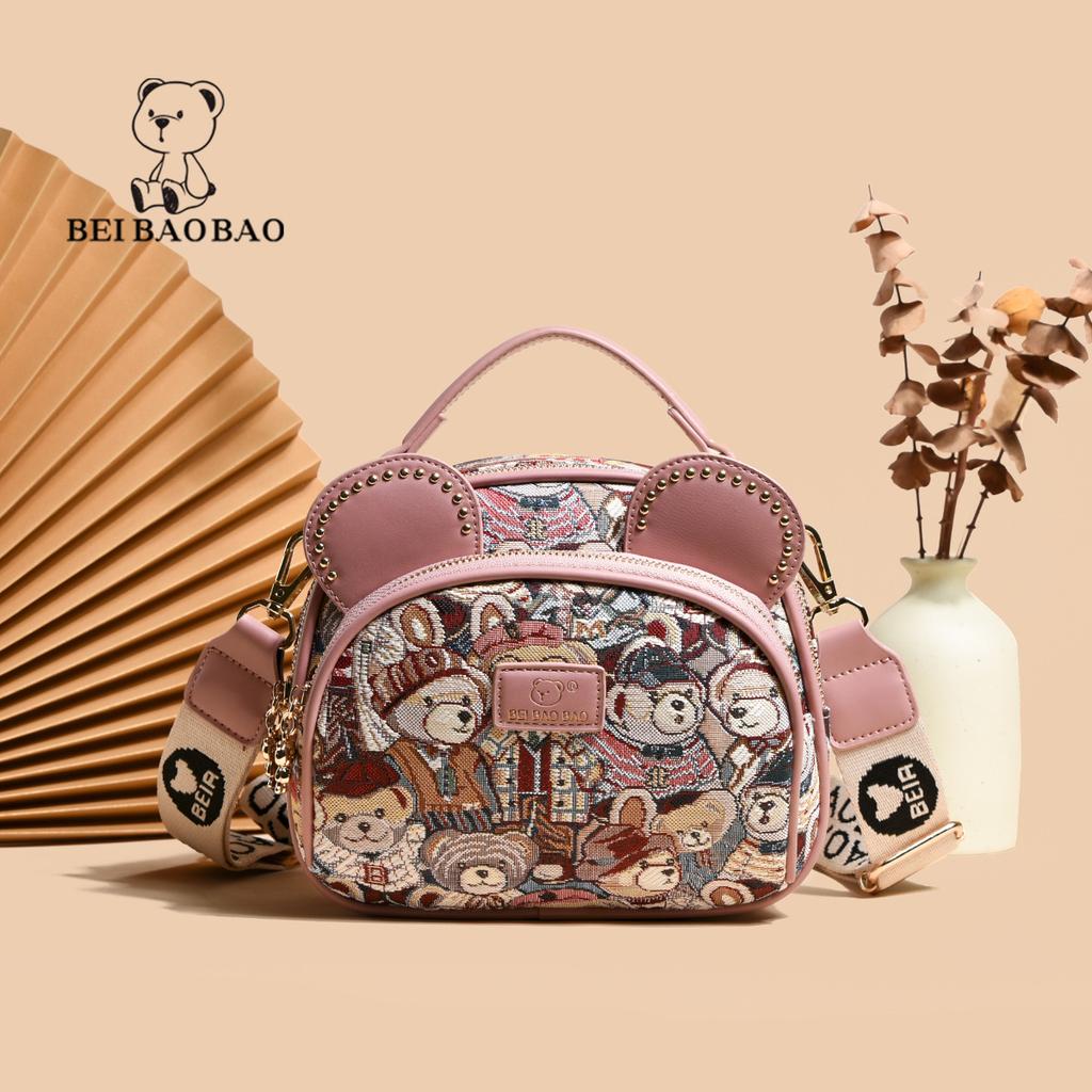 Canvas Cute Little Bear Bag Crossbody Phe Bag Women's Single Oulder 2026 New Sweet Cool Sle Daily Use Round Ape