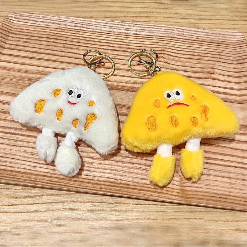 Funny Cheese Plush Pendant Japanese Cute Food Expression Slice Toy Bag Hanging Decoration