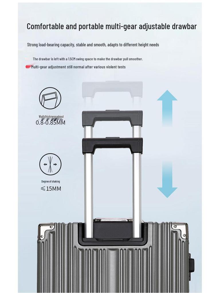 20-Inch High-Capacity Aluminum Frame Suitcase for Business, Travel, and Fashion