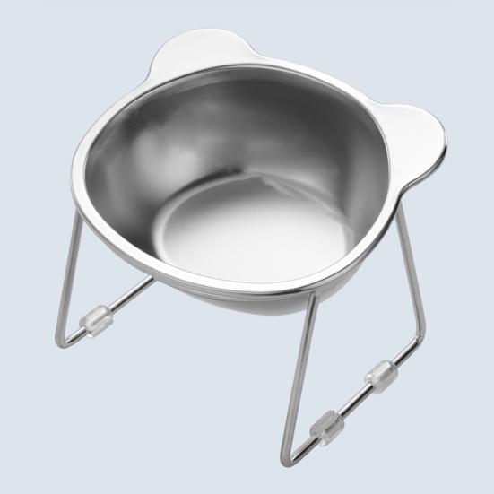 Stainless Steel Elevated Cat Bowl Tilted Raised Cat Bowl with Metal Stand