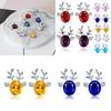 Christmas Reindeer Earrings With Crystal Gemstone For Women Fashion Jewelry