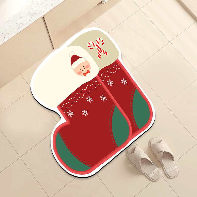 

Diatom mud Christmas floor mat, festive atmosphere foot mat, bathroom toilet absorbent anti slip mat, bathroom quick drying mat 40X60cm 15.7X23.6in