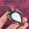 Rainbow Moonstone Gemstone Pendant Copper Wire Wrapped Jewelry Handmade Pendant