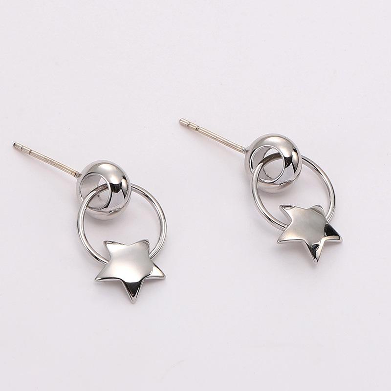 S925 Silver Needle Women's Heart & Round Stud Earrings - Cute Mini Ear Drops