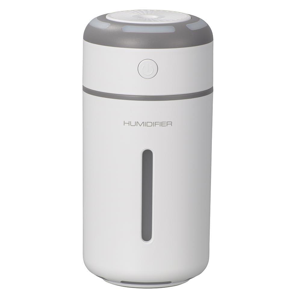 OHM Electric Mini Tabletop USB with LED Humidifier, Powered, White, Light, KIS-UK230C-W (Product Code 08-1424)