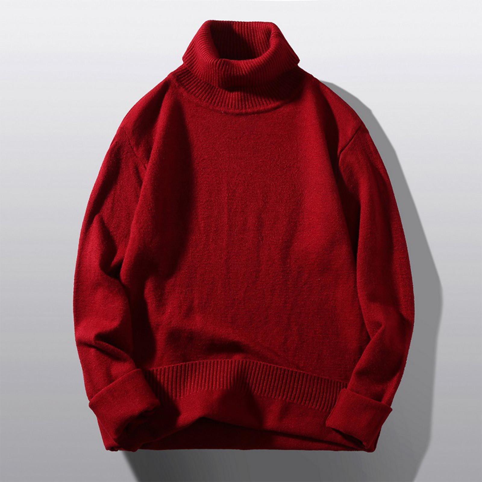 

Мужской свитер, свитер с высоким воротом, однотонный тонкий свитер XXXL винный