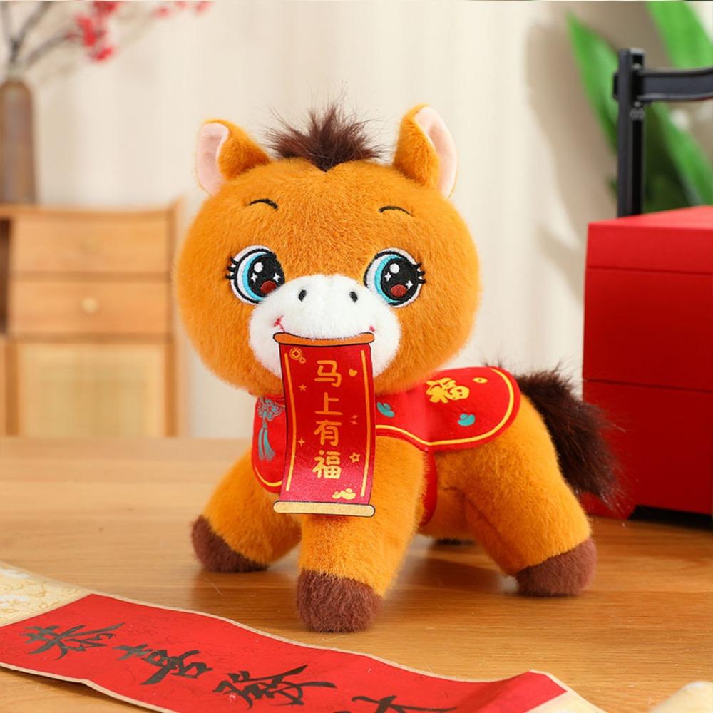 Chinese Style Zodiac Horse Doll 20/25/30cm Plush Stuffed Animal 2026 New Year Mascot Festival