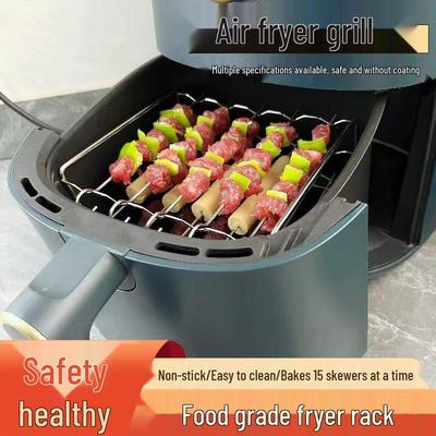 Stainless Steel 3-Layer Air Fryer Grill, Skewer, Roasting & Steaming Rack