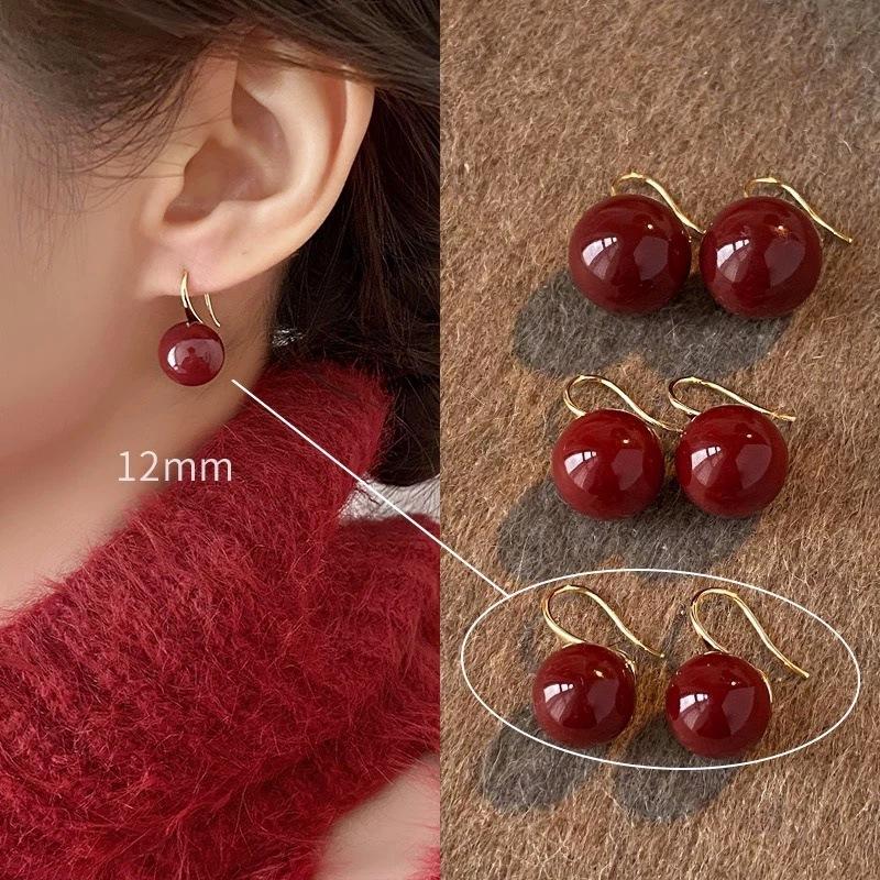 Fashion An Pearl Earring Hook Retro Simple Style Round Earring Women Lightweight Luxury Versatile Ear Ring