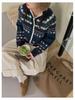 Damen Retro Fair Isle Strickmantel - Herbst/Winter Weicher Jacquardstrick Lockerer Cardigan