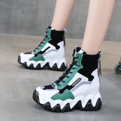Bottines à semelle épaisse pour femmes, chaussures de luxe décontractées à plateforme, talons hauts de 8 cm, baskets pour femmes, printemps et automne