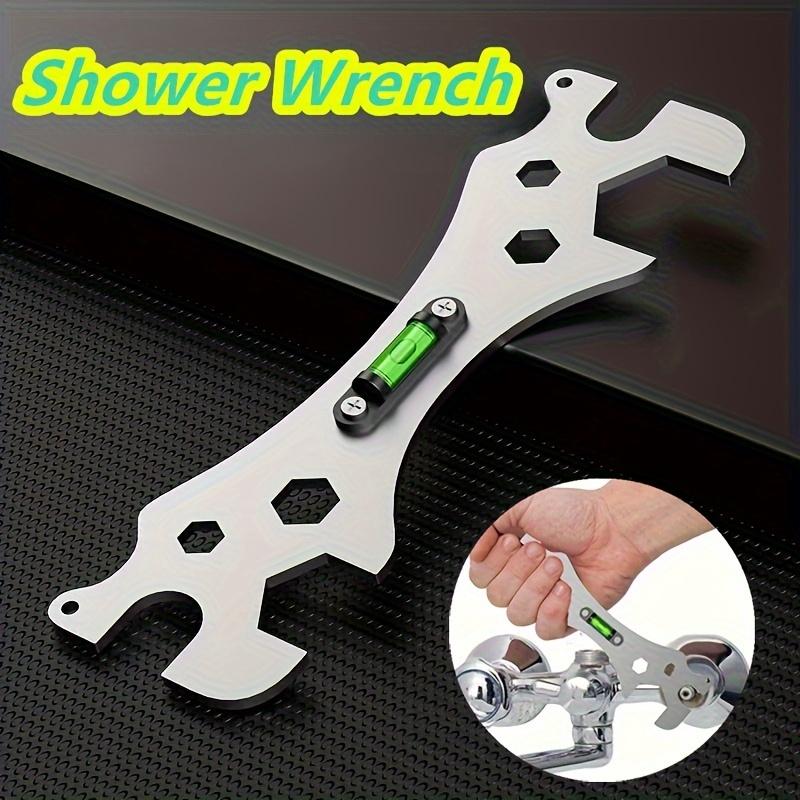 1pc Home Bathroom Wrench, Universal Bathroom Wrench, Thickened Stainless Steel Rust-proof Material Hexagonal Level, Curved Foot Level Ruler