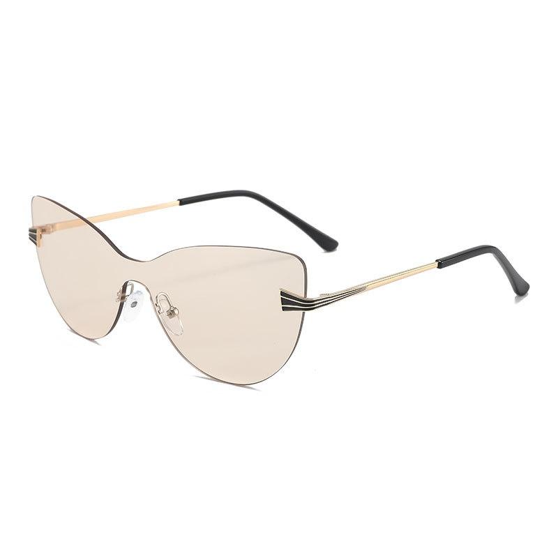 New Luxury Frameless Gradient Cat Eye Women Sunglasses Personalized Brand Thin Frame Design Trendy Versatile Men Glasses Uv400