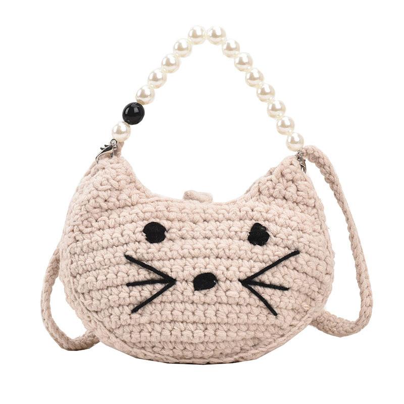 Cute Cartoon Cat Cotton And Linen Handbag For Children Ideal For Daily Use Fashion Accessory