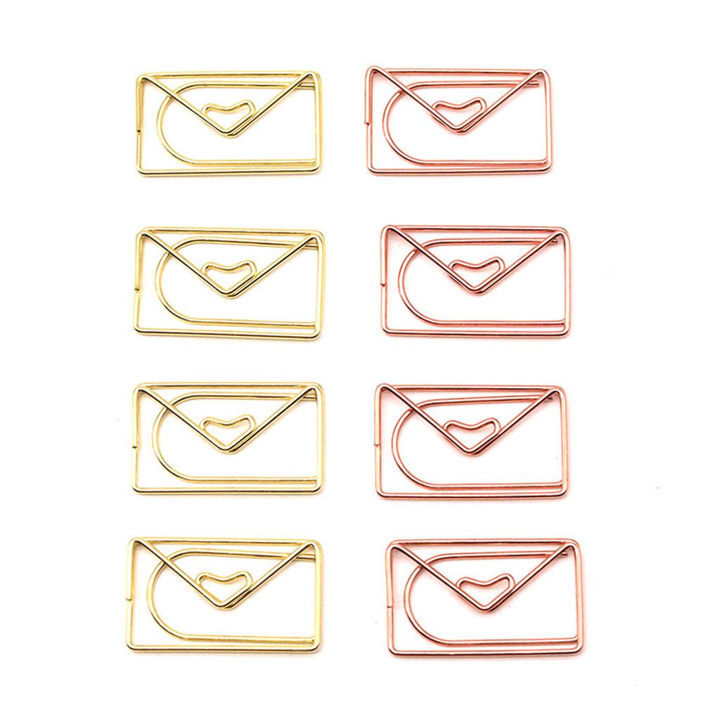 10pcs Gold Envelope Shape Paper Clip Kawaii Office Supply Paper Clip Bookmark Gift Stationery Clips For Book Decorative